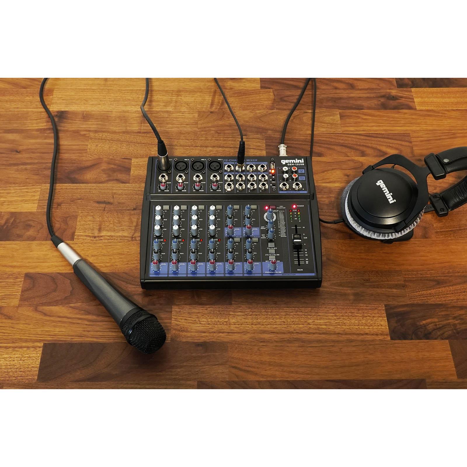 Gemini GEM-012USB Compact 12 Channel Bluetooth Mixer